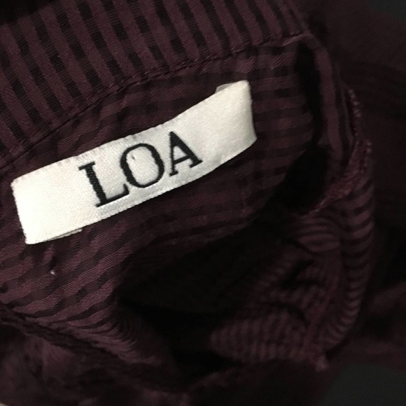 LOA Women's High Neck Tiered Layered Ruffle Mini Dress Size 1/ Small Brown - Picture 6 of 11